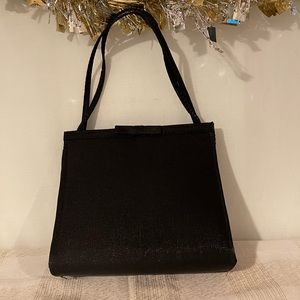 Unknown Brand Small Black Satin Like Wristlet Purse.